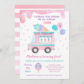 Eiscreme 4. Geburtstagsfeier Party Einladung (Vorne/Hinten)