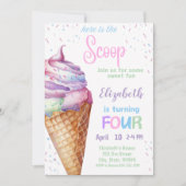 Eiscreme 4. Geburtstagsfeier Party Einladung (Vorderseite)