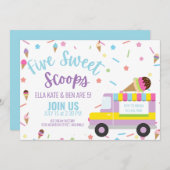 Eiscreme 5. Geburtstag Sommer Geburtstag Einladung (Vorne/Hinten)