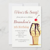 Eiscreme 5th Birthday Boy Wasserfarbe Einladung (Vorderseite)