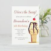 Eiscreme 5th Birthday Boy Wasserfarbe Einladung (Stehend Vorderseite)