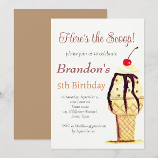 Eiscreme 5th Birthday Boy Wasserfarbe Einladung