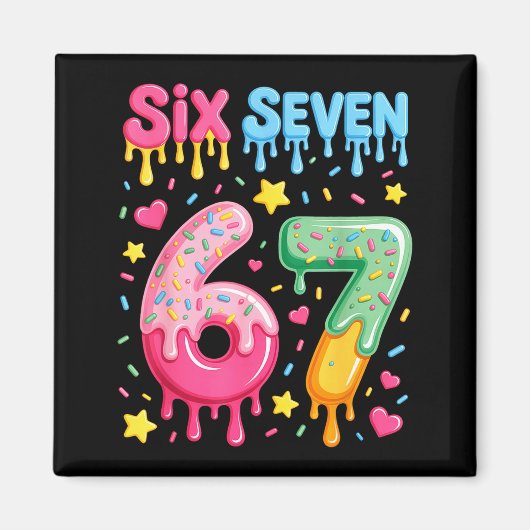 Eiscreme 67 Meme Lustig Six Seven Gen Alpha Slang Magnet (Vorne)