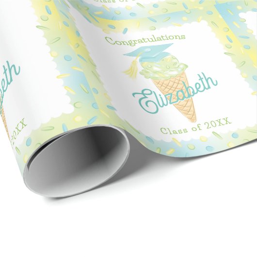 Eiscreme-Abschlussfeier Blau Grün Geschenkpapier (Rolleneckpunkt)