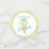 Eiscreme-Abschlussfeier Blau Grün Konfetti (Klein Vorderseite)