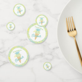 Eiscreme-Abschlussfeier Blau Grün Konfetti