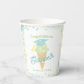 Eiscreme-Abschlussfeier Blau Grün Pappbecher (Rückseite)