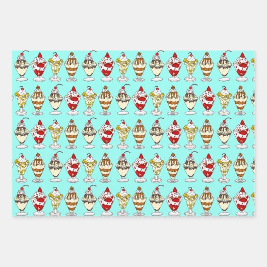 Eiscreme als Geburtstag Geschenkpapier Set (Vorderseite)