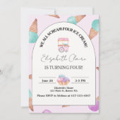 Eiscreme am 4. Geburtstag Einladung (Vorderseite)