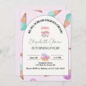 Eiscreme am 4. Geburtstag Einladung (Vorne/Hinten)