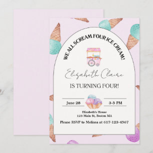 Eiscreme am 4. Geburtstag Einladung