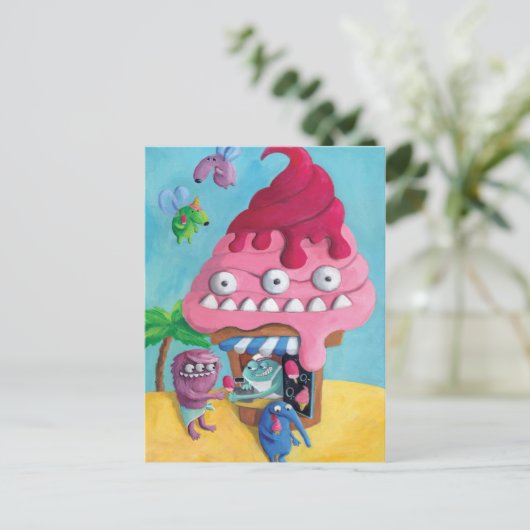 Eiscreme am Strand Postkarte (Stehend Vorderseite)