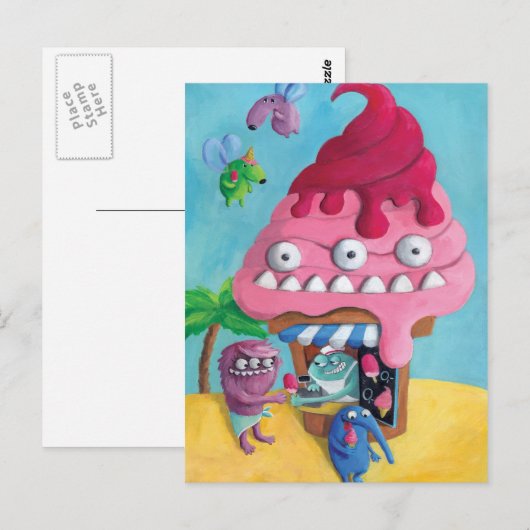 Eiscreme am Strand Postkarte (Vorne/Hinten)