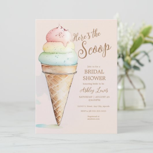 Eiscreme, Aquarelleis Einladung (Stehend Vorderseite)