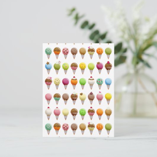 Eiscreme-Aromen Feiertagspostkarte (Stehend Vorderseite)