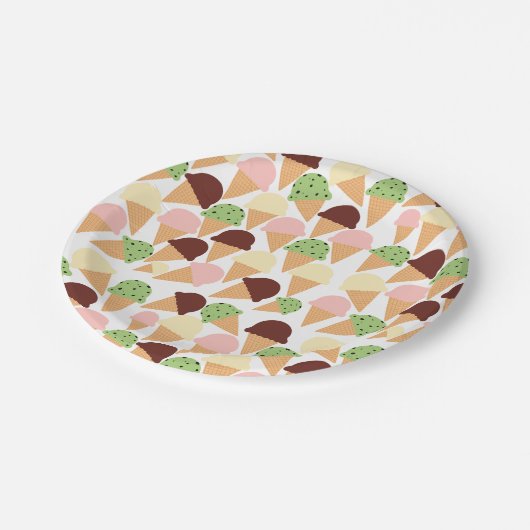 Eiscreme-Aromen Pappteller (Schrägansicht)