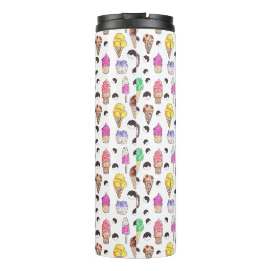 Eiscreme Aromen Wasserfarben Muster Thermosbecher (Rückseite)