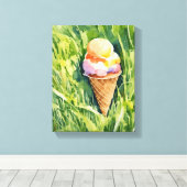 Eiscreme auf einem grasbewachsenen Pflaster Leinwanddruck (Insitu (Holzboden))