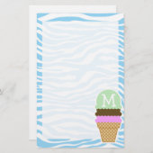 Eiscreme Baby Blue Zebra Animal Print Briefpapier (Vorne/Hinten)