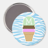 Eiscreme Baby Blue Zebra Animal Print Magnet (Vorderseite/Rückseite)