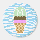 Eiscreme Baby Blue Zebra Animal Print Magnet (Vorne)
