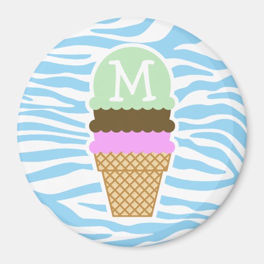 Eiscreme Baby Blue Zebra Animal Print Magnet (Vorne)