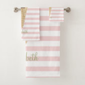 Eiscreme Baby Elephant Pink Stripes Badhandtuch Set (Insitu)