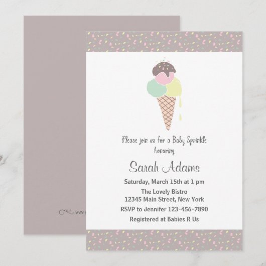 Eiscreme-Babydusche Einladung (Vorne/Hinten)