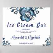 Eiscreme-Bar Hochzeitblauer Schild (Vorne)