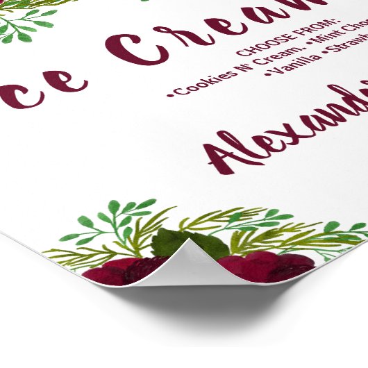 Eiscreme-Bar Hochzeitssymbol für Rote Blume Poster (Ecke)