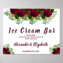 Eiscreme-Bar Hochzeitssymbol für Rote Blume Poster