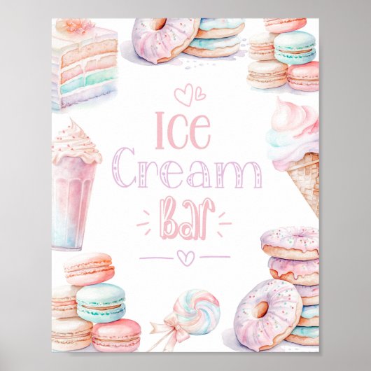 Eiscreme-Bar Sweet Pastel Geburtstag Poster (Vorne)