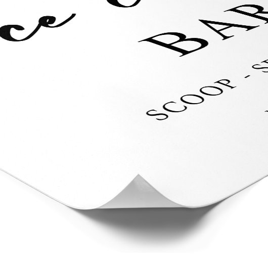 Eiscreme Bar Wedding Sign Poster (Ecke)