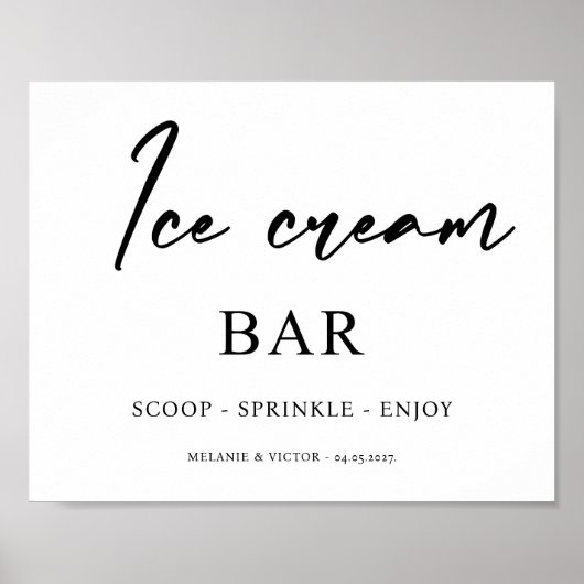 Eiscreme Bar Wedding Sign Poster (Vorne)