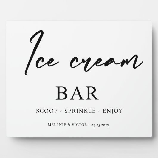 Eiscreme-Bar Wedding-Zeichen Fotoplatte (Vorderseite)