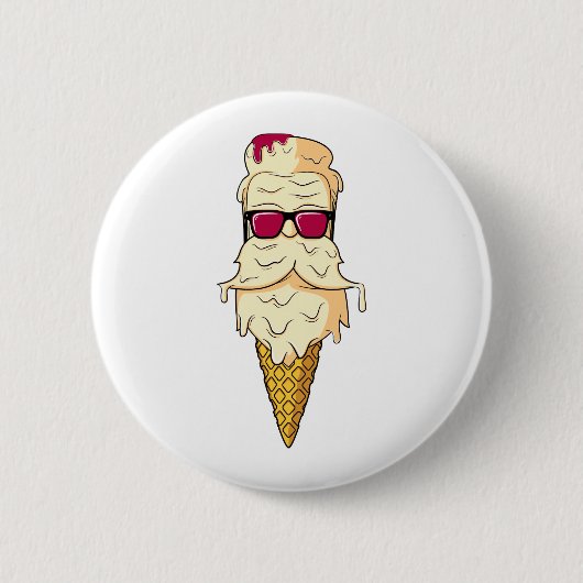 Eiscreme-Bart Button (Vorderseite)