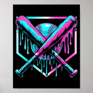 Eiscreme Baseball Tropfen Home Plate Schläger Cool Poster