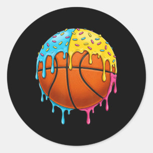 Eiscreme Basketball Tropfen mit farbenfrohen Sprin Runder Aufkleber