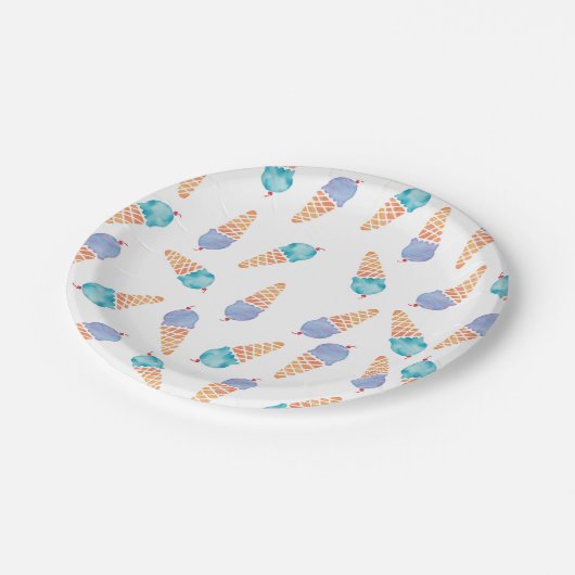 Eiscreme, blau und lila Party Teller (Schrägansicht)