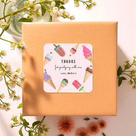 Eiscreme Blue Pink Popsiful Farbenfroh Vielen Dank Quadratischer Aufkleber