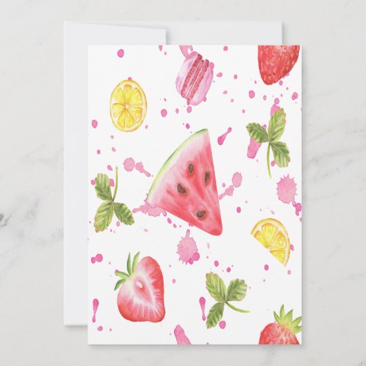 Eiscreme Blume Früchte Sommer Geburtstag Einladung (Rückseite)