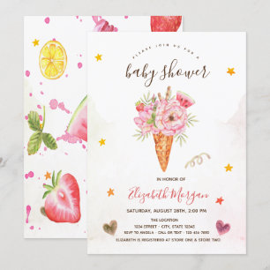 Eiscreme-Blumen-Baby-Party Einladung