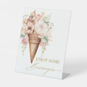 Eiscreme Blumengetränke Brautparty signieren Sockelschild (Vorderseite)