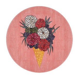 Eiscreme-Blumenstrauß: Floral Vintage. Schneidebrett