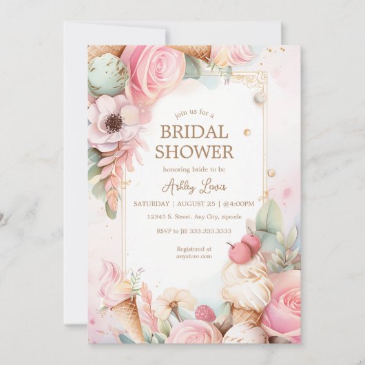 Eiscreme, Blüteneis Einladung (Vorderseite)