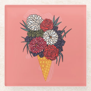 Eiscreme Bouquet: Vintage Blüte. Glasuntersetzer