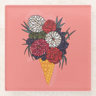 Eiscreme Bouquet: Vintage Blüte. Glasuntersetzer