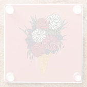 Eiscreme Bouquet: Vintage Blüte. Glasuntersetzer (Rückseite)