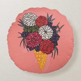 Eiscreme Bouquet: Vintage Blüte. Rundes Kissen