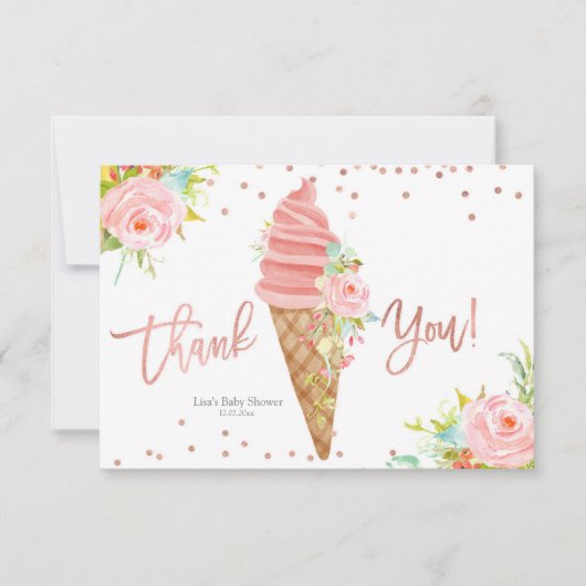Eiscreme-Brautparty Danke Karte (Vorderseite)